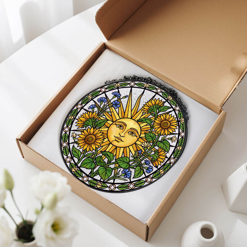 Panneau de vitrail Sunflower Sun, H 7,8 po