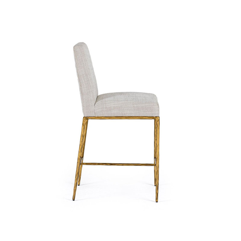 Northbrook Upholstered Counter Stool with Metal Frame, Off White