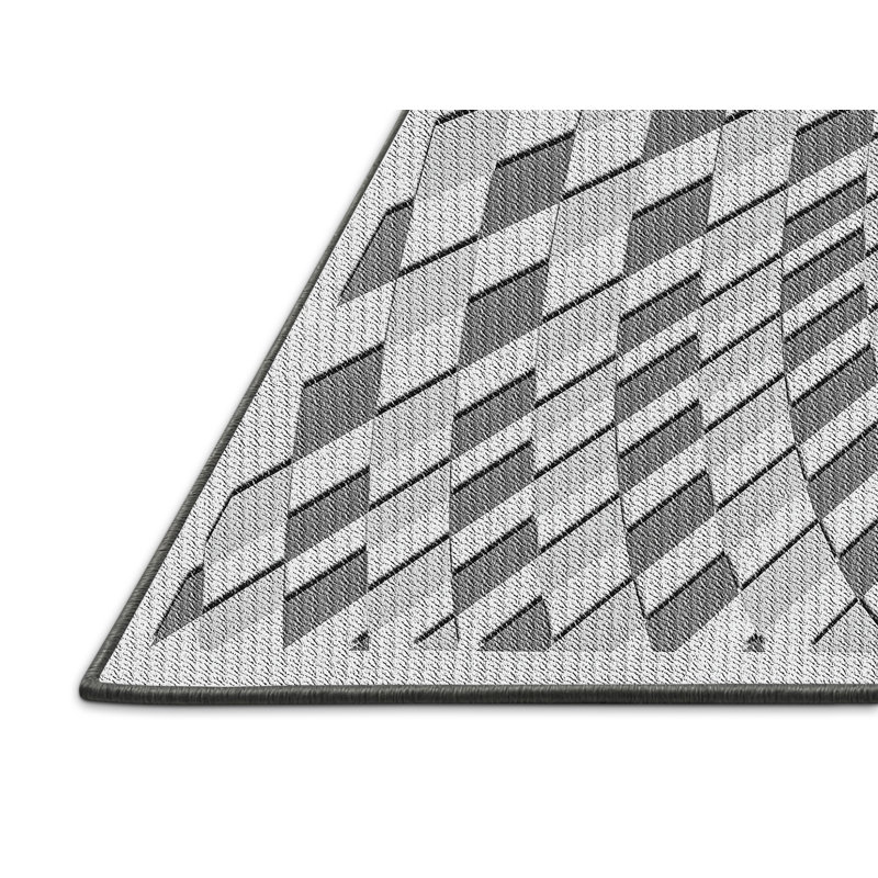 Tapis gris à motif géométrique Kibby, Rectangle 5 pi x 7 pi