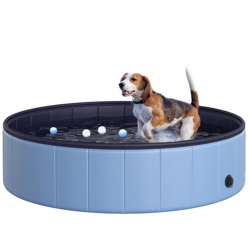 Isai Plastic Foldable Dog Pool, 30cm H x 120cm W x 120cm D, Blue