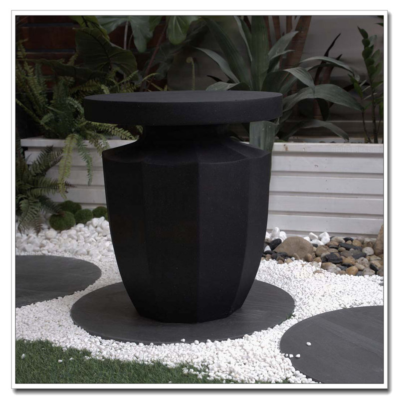 Table d'appoint d'extérieur robuste en faux terrazzo, Noir