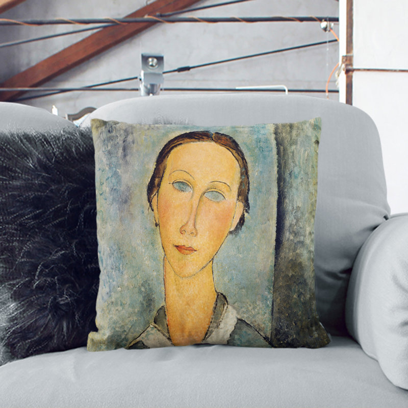 Portrait Of A Girl Vol.7 By Amedeo Modigliani Square Throw Cushion, Black, 40cm H x 40cm W x 15cm D