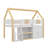 Full-Scale House-Inspired Low Loft Bed With Integrated Shelving, Cabinets & LED Lights, Wooden Playhouse Loft Bed Equipped With Step Ladder-281386350