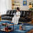 Black Genuine Leather Modular Sofa cushion couch