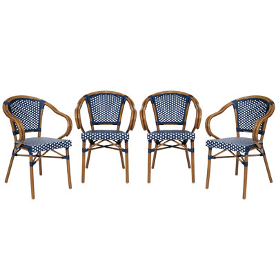 Damore All-Weather Commercial Paris Chairs with Bamboo Print Metal Frames