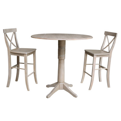 Aracelys Bar Height Drop Leaf Solid Wood Dining Set