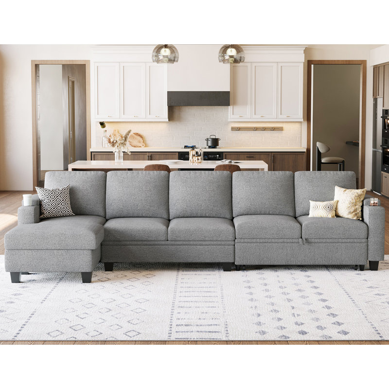 Anjana Chenille Minimalist Living Room Multi - Functional Storage Sofa, Light Gray Chenille