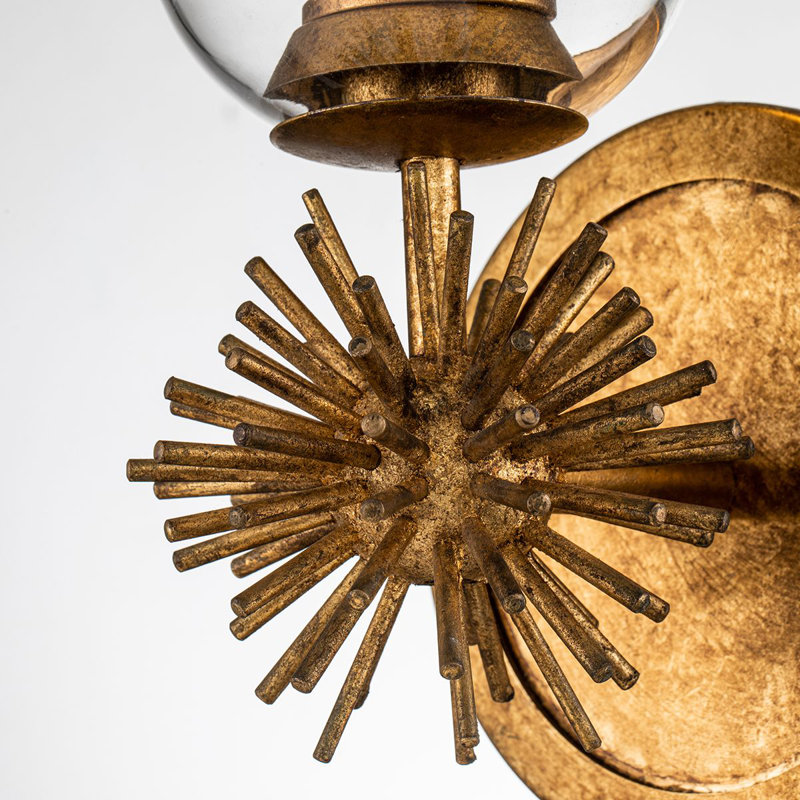 Staring 1 Light Armed Sconce, Gold Leaf