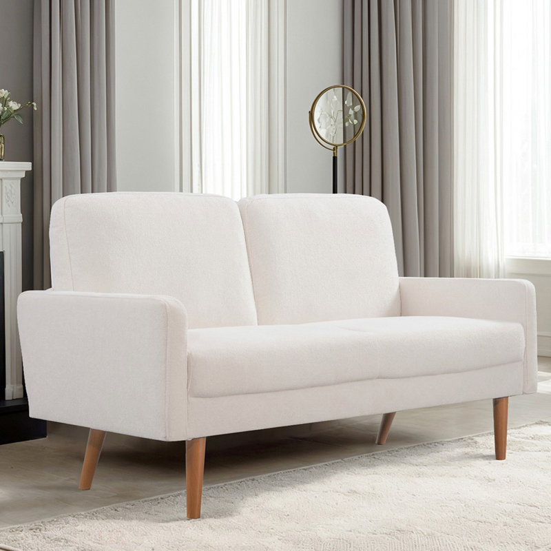 Canapé en velours de style européen au design épuré, Ivoire ivoire