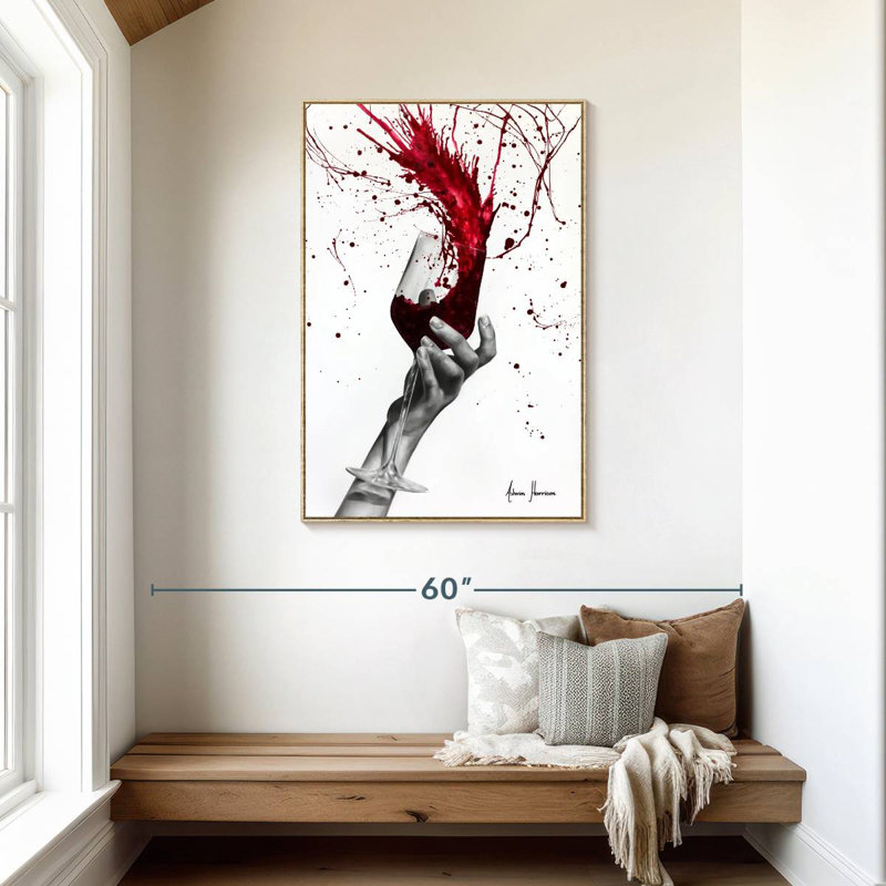 Tourbillon rouge profond, Floating Frame Natural Wood, 29" x 43"
