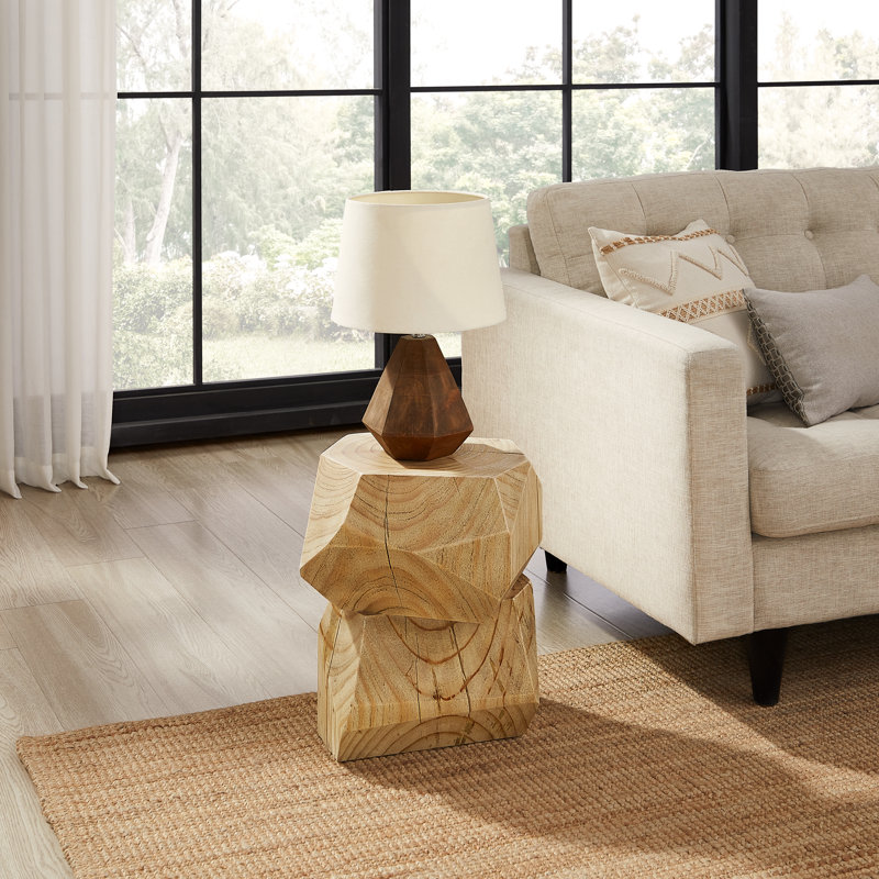 Irregular Solid Wood End Table, Natural