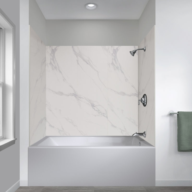 Carrara White Marble 60'' x 32'' x 78'' 5-Piece Shower Wall Kit