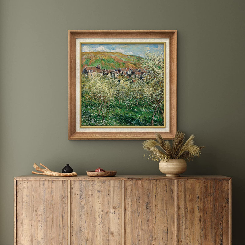 Plum Trees in Blossom par Claude Monet - peinture sur toile encadrée, Naturel