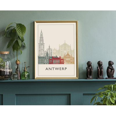 Antwerp Illustration World Cities Belgium Travel - Unframed Illustration