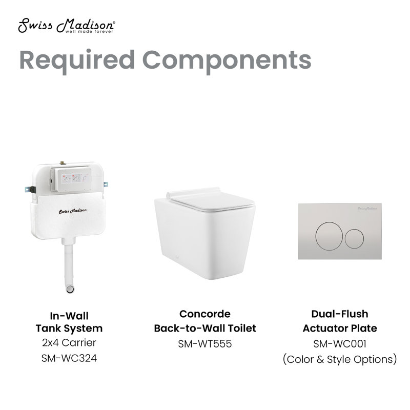 Concorde Square White Ceramic Back-to-Wall Toilet with Soft Close Seat
