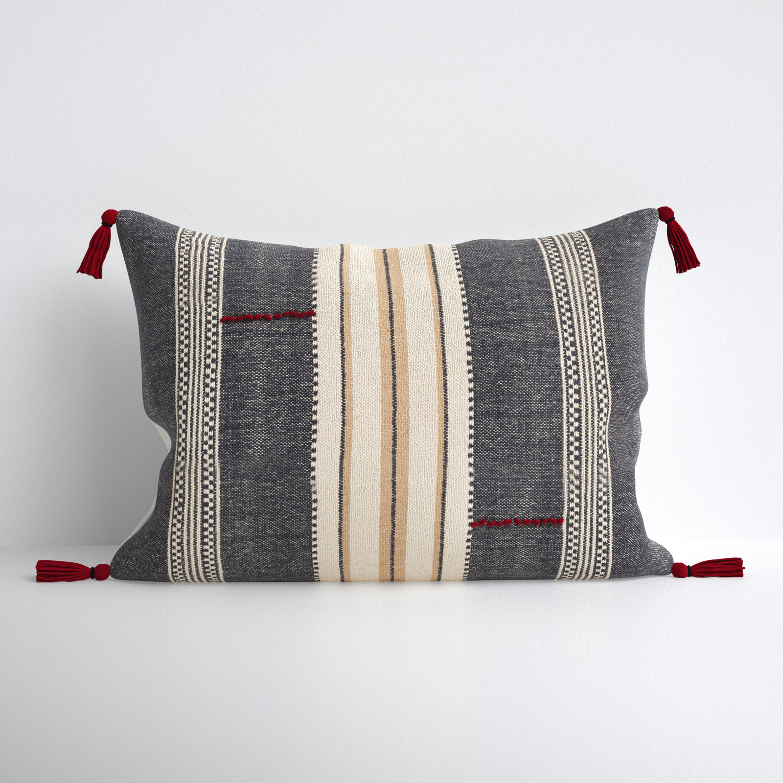 Gordon Tassels Cotton Lumbar Pillow Cover