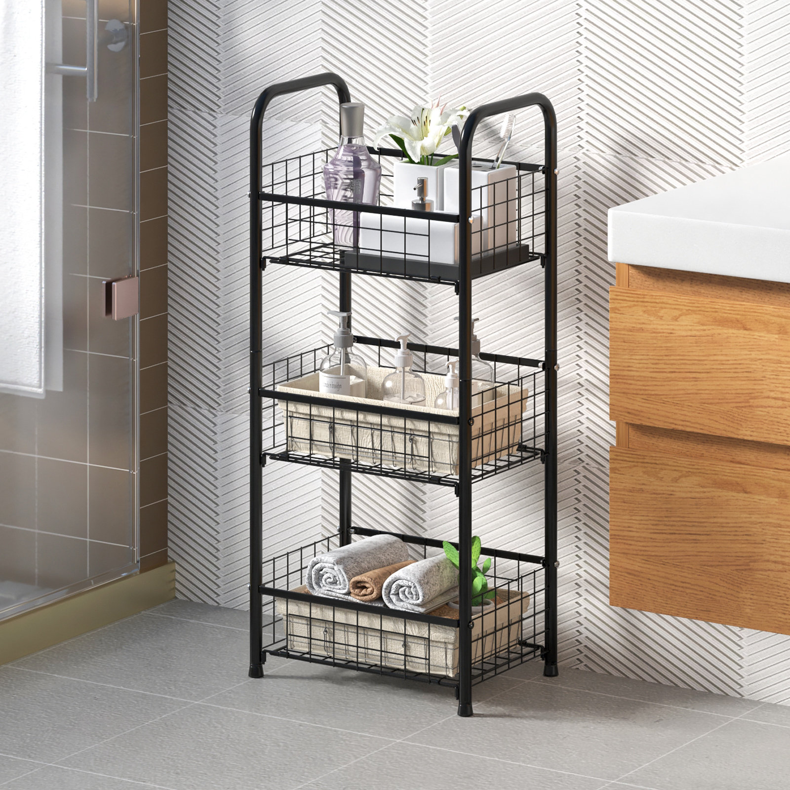 Kitchen Details 11.42-in W x 11.02-in H 3-Tier Freestanding Metal Can Rack