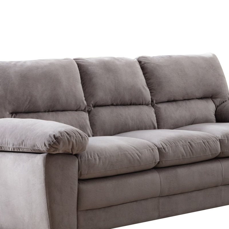 Canapé à accoudoirs coussinés en velours de 81,5 po Abrem, Gris foncé