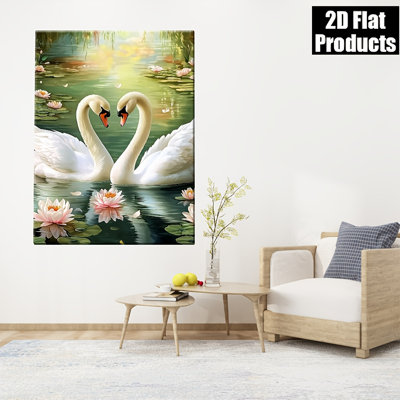 Paire de cygnes tranquilles, impression sur toile de Lily Pond - Urban Studio