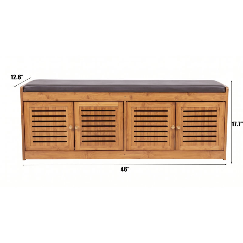 Banc de rangement à chaussures en bambou avec portes