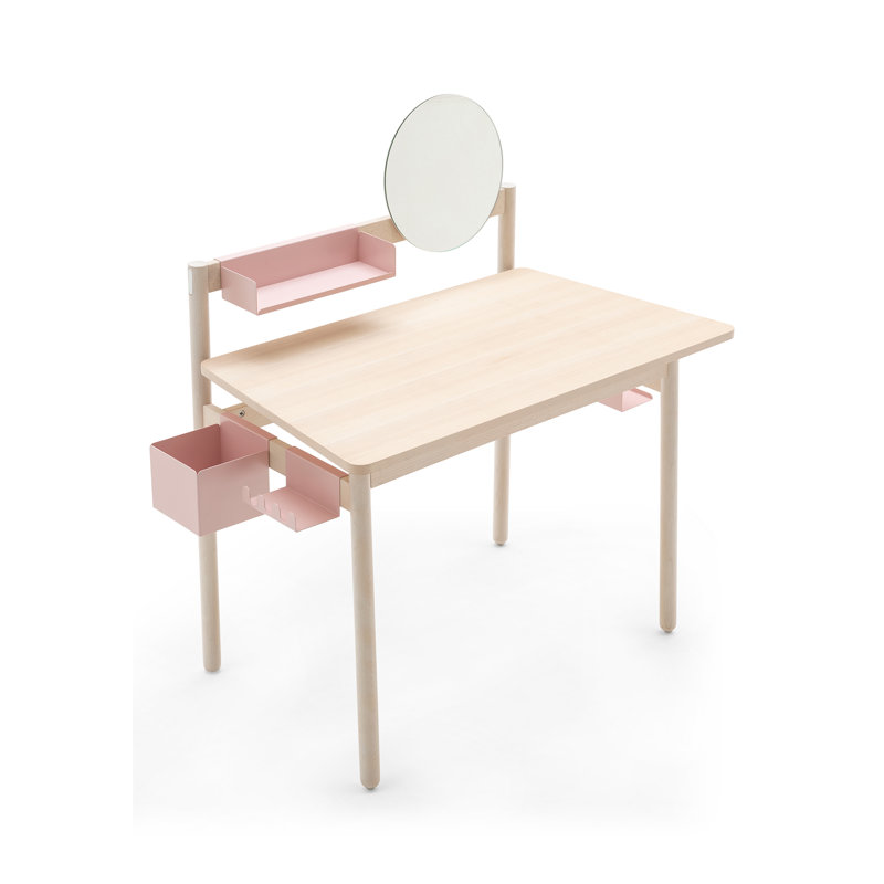 Ens Desk with Wooden Top, Bleached Beech, Bleached Beech