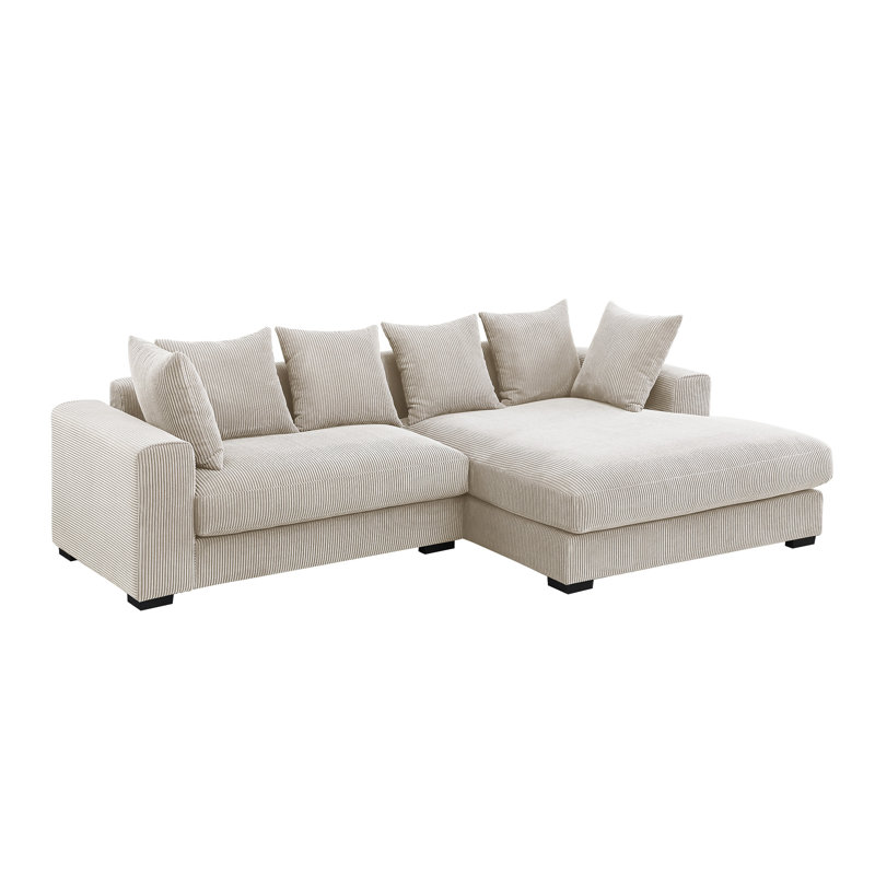 Naomi 3 - Piece Upholste Sectional, Beige Corduroy