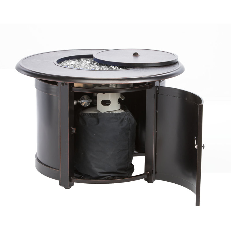 Manchester Black Aluminum Round Gas Fire Pit Table