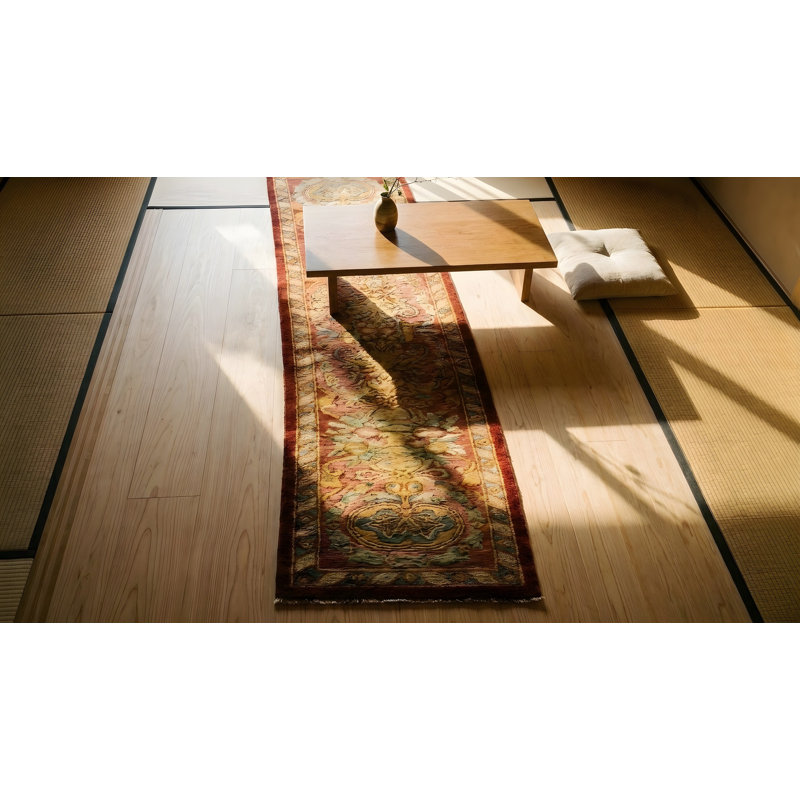 Hand Knotted Wool Floral Area Rug in Pink