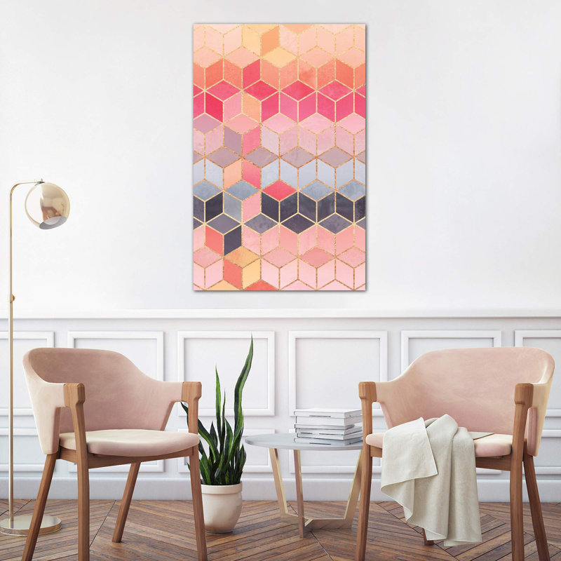 Happy Cubes by Elisabeth Fredriksson - 1 Piece Wall Art on Canvas, 101.6 cm H x 66.04 cm W, White Framed