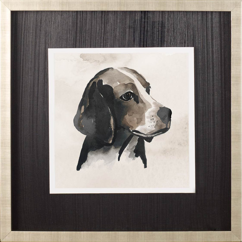 «Small Inked Dogs I» par Grace Popp a, reproduction d'art encadrée texturée matte sous verre, Petits chiens encrés II