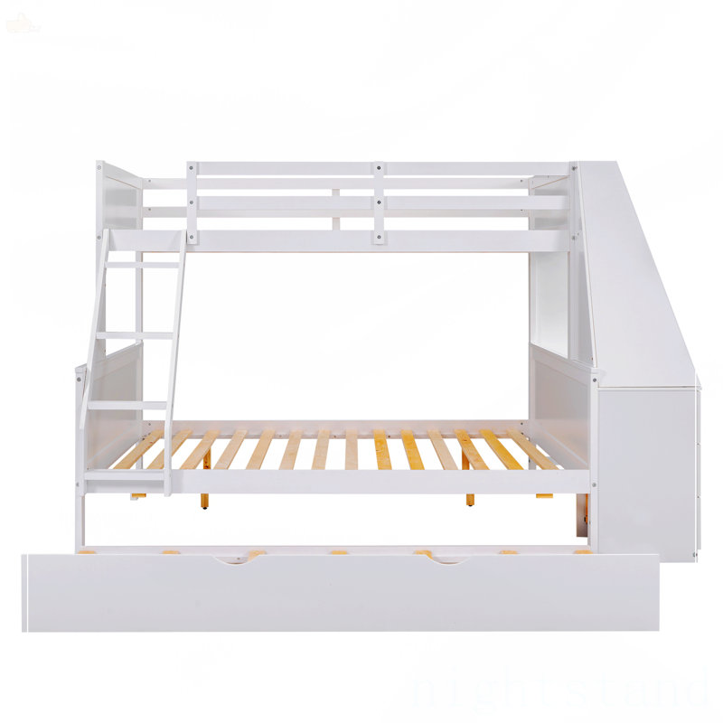 Lit superposé double avec lit gigogne et bureau intégré