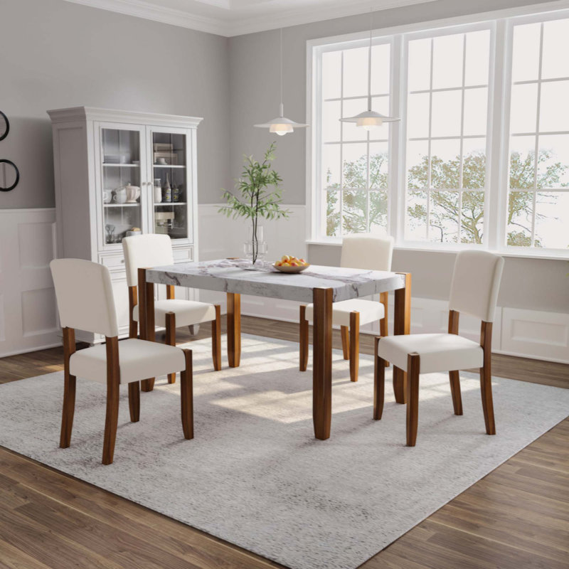 Kitchen Table Set White Wooden Dining Chairs Set Of Table And