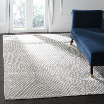 Tapis gris en coton tissé à plat à la main Abenamar