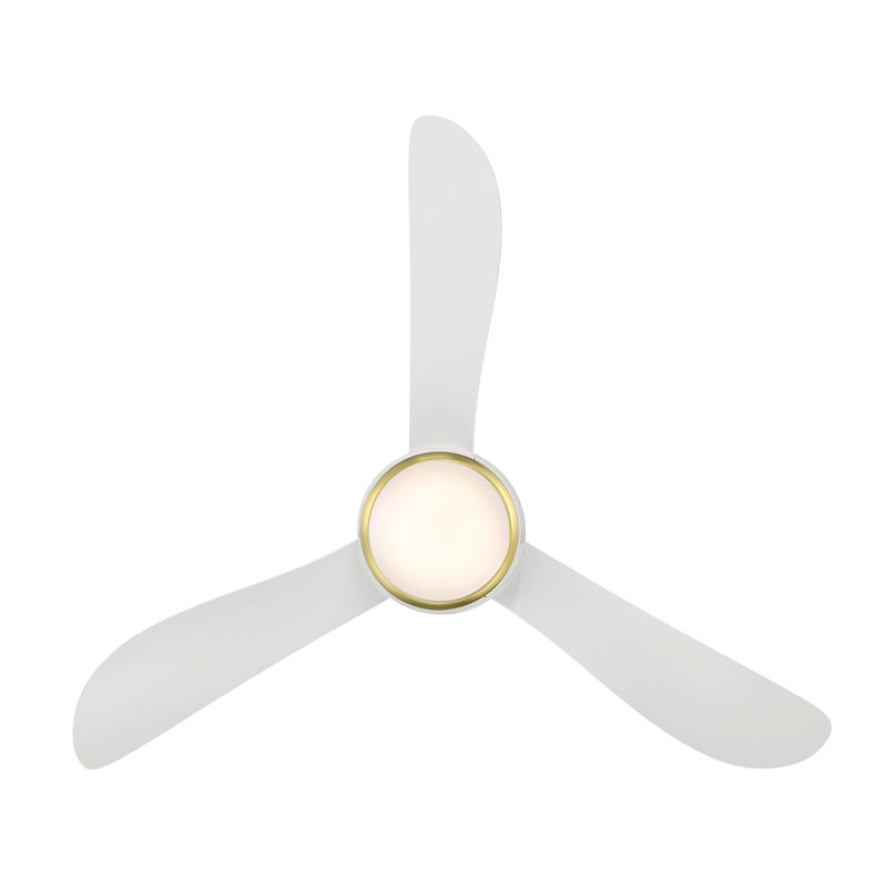 52" Soft Brass Matte White Smart Ceiling Fan with LED Light