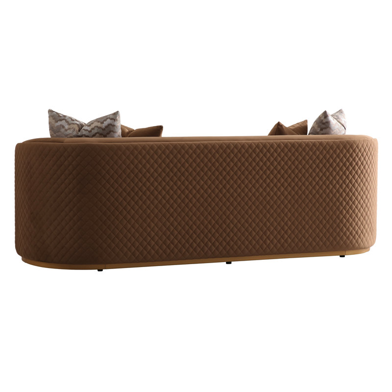 Ariana 83'' Velvet Round Arm Loveseat, 31" H x 97" W x 35" D, Caramel