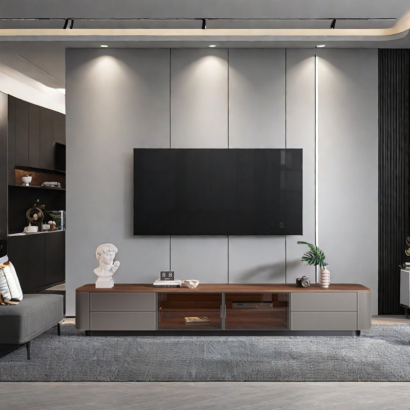 Meuble télé haut de gamme de style italien, Gris, 70.87"