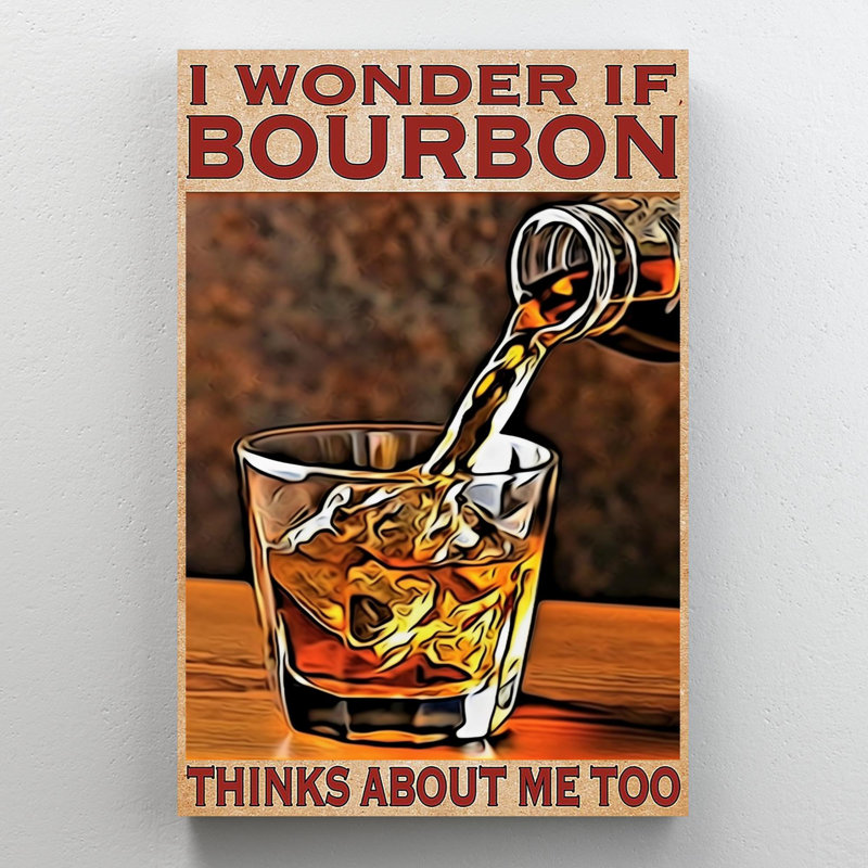 «I Wonder If Bourbon», reproduction d'art graphique sur toile tendue, H 36 po x l 24 po x P 1,25 po