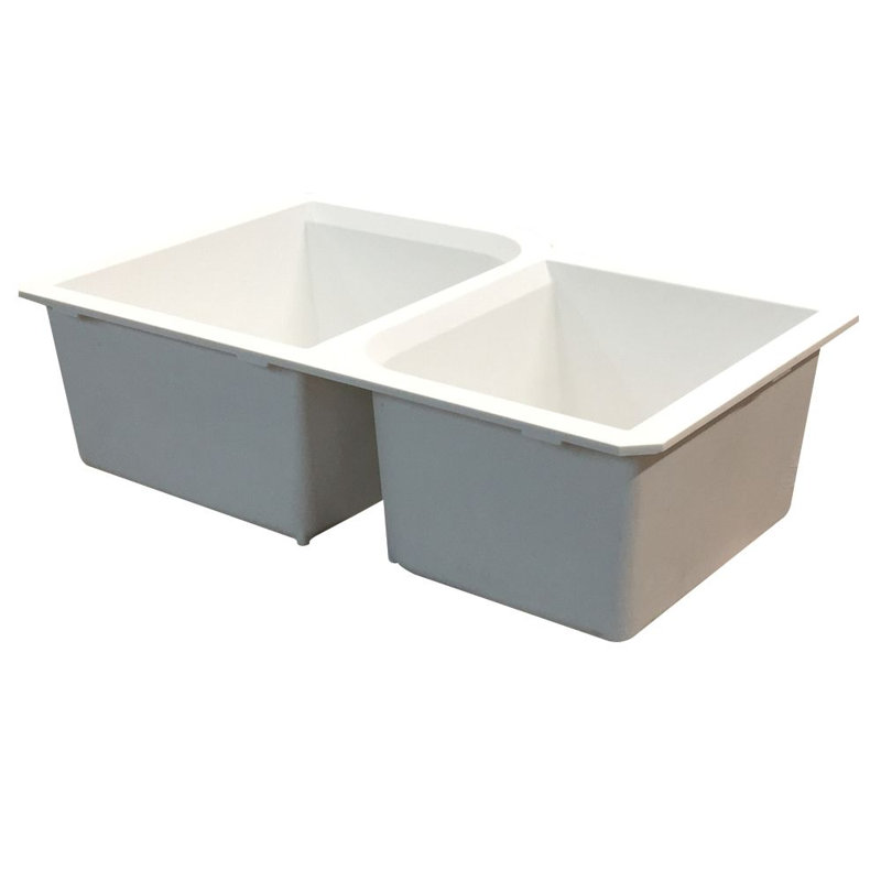 Radius 31.75'' L Double Bowl Kitchen Sink, White