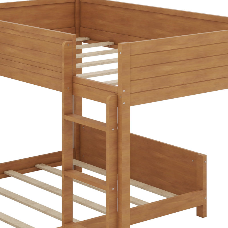 Structure de lit superposé robuste avec système de support à lattes fiable, tablette de rangement intégrée et échelle d'accès sécuritaire