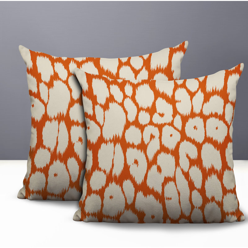 Oreiller réversible Clio Zebra, 20 x 20, Orange