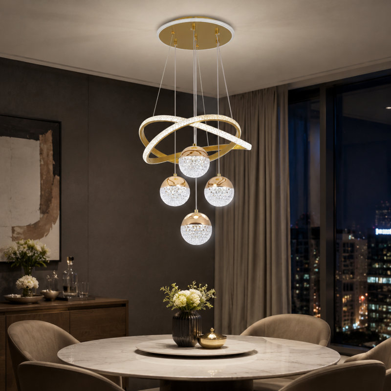 7 - Light Unique / Statement Chandelier, Gold