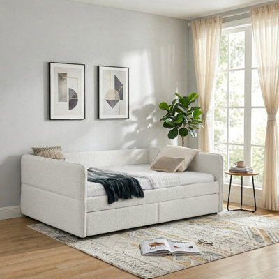 Lit de jour rembourré Boucle avec deux tiroirs de rangement, canapé-lit multifonctionnel pour le salon, la chambre à coucher et la chambre d'amis