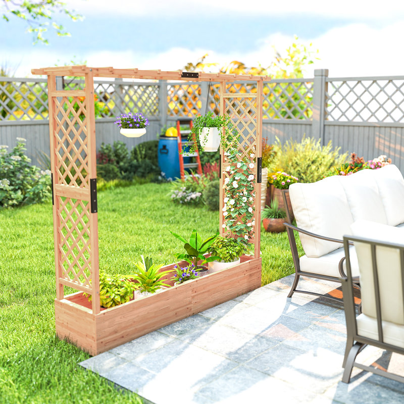 Wood Raised Garden Bed, 181cm H x 196cm W x 44cm D