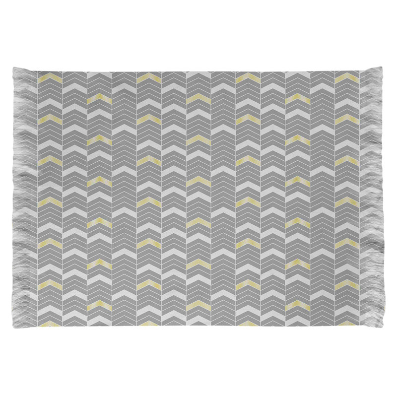 Tapis gris à motif de rayures à chevrons, Oui