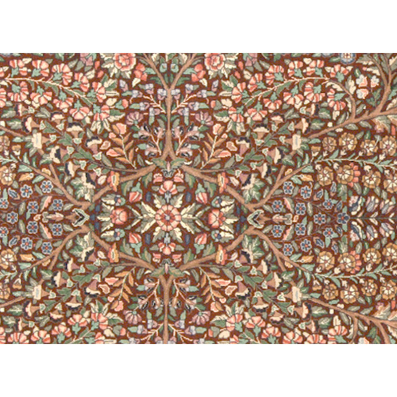 Tapis bleu marine et vin de haute qualité noué à la main