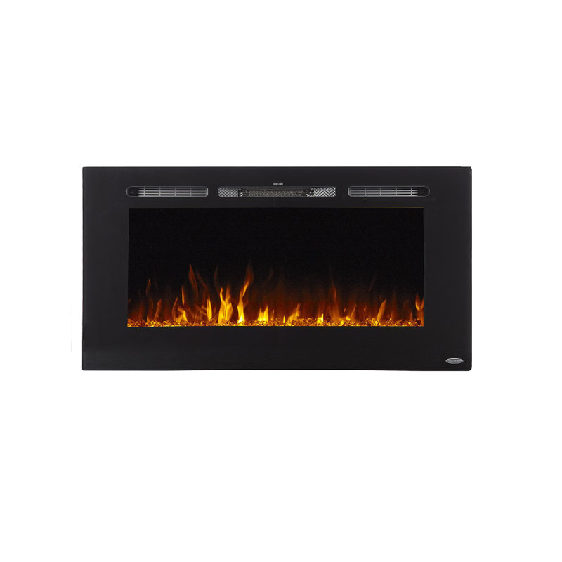 Sideline 40" Black Recessed Electric Fireplace with LED Flames
