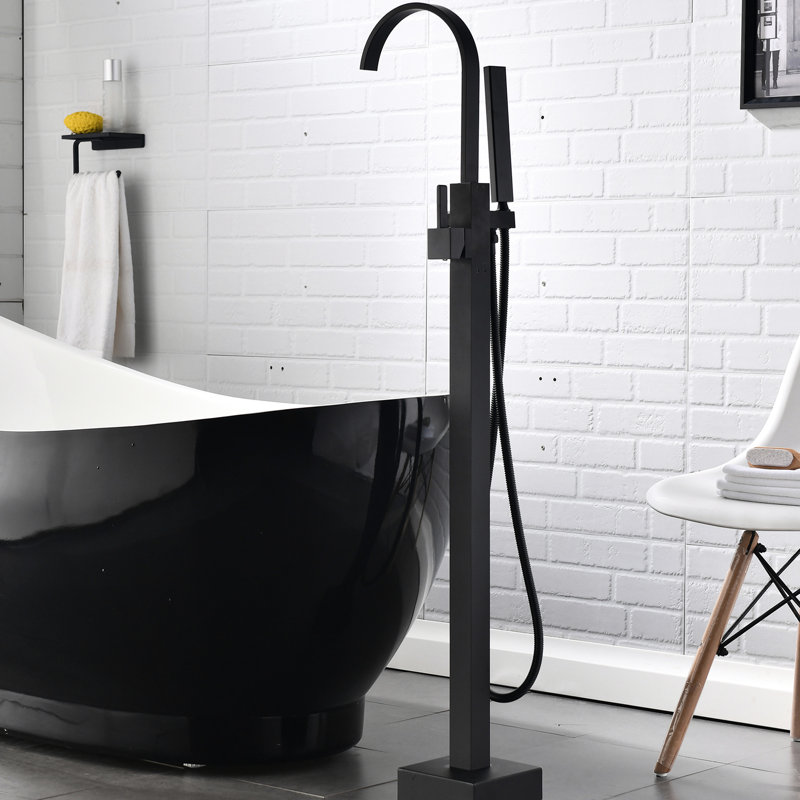 Robinet de baignoire à un trou avec douche à main - Finition flexible noir mat, Noir mat