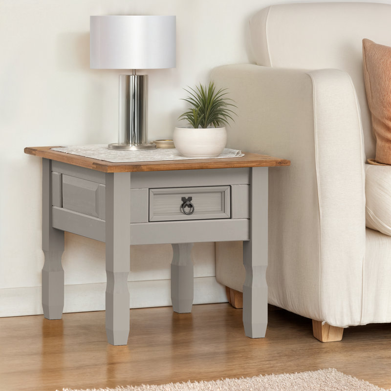 Palmea Solid Wood End Table, Grey