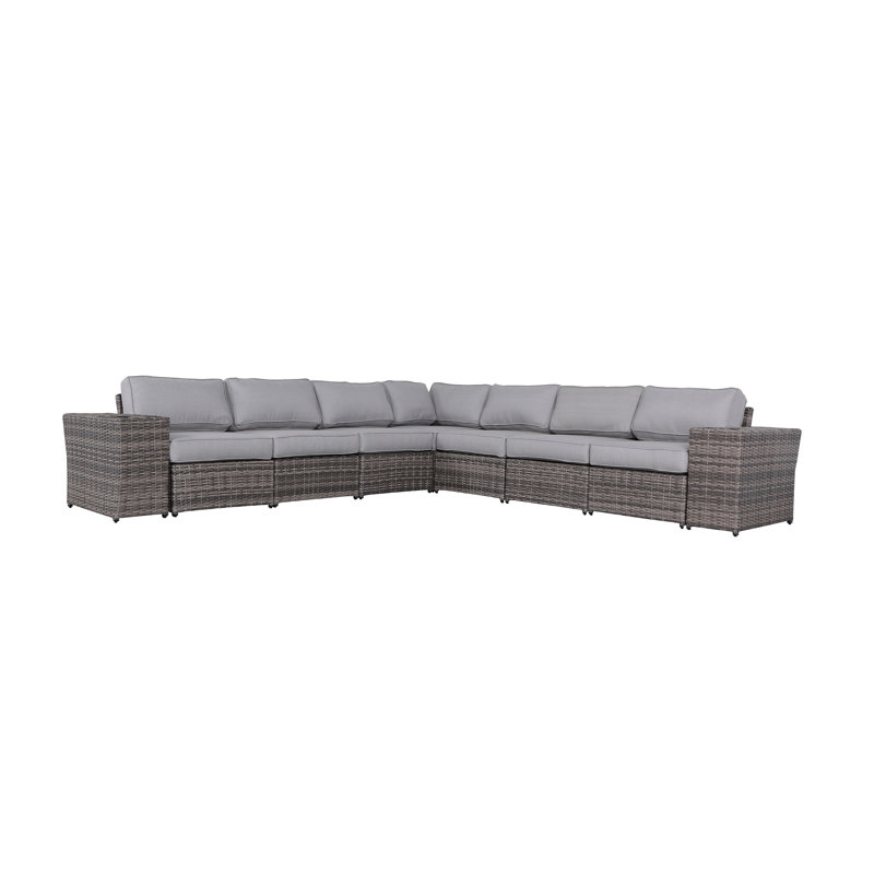 Ensemble de conversation modulaire 9 pièces avec coussins Biles, Mélange de gris