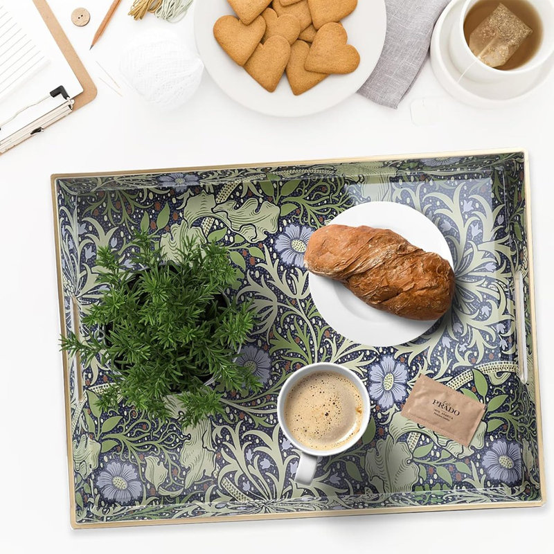 Plateau de service avec poignées, plateau décoratif en plastique pour ..., Imprimé floral foncé